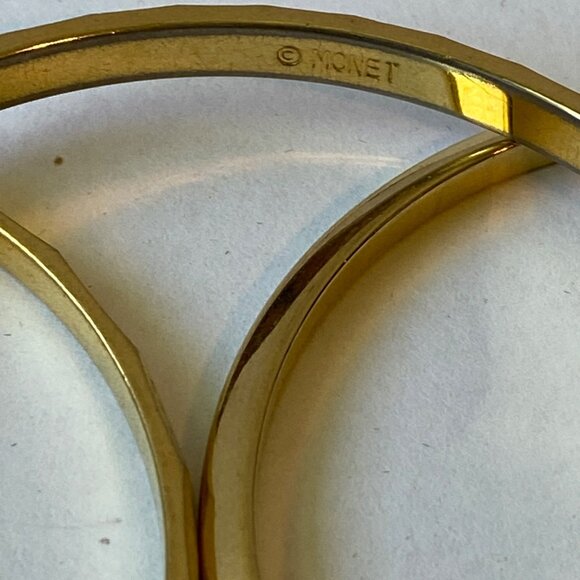 Monet Gold-Tone Textured Bangle Bracelet Set Of 3 - Picture 7 of 9
